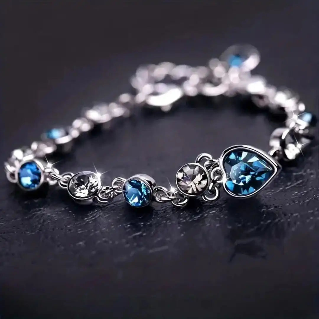 Ocean Heart | Crystal Charm Bracelet