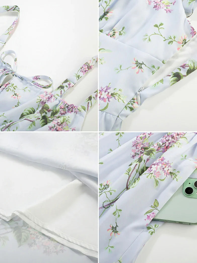 Amelia | Floral Square Neck Midi Dress