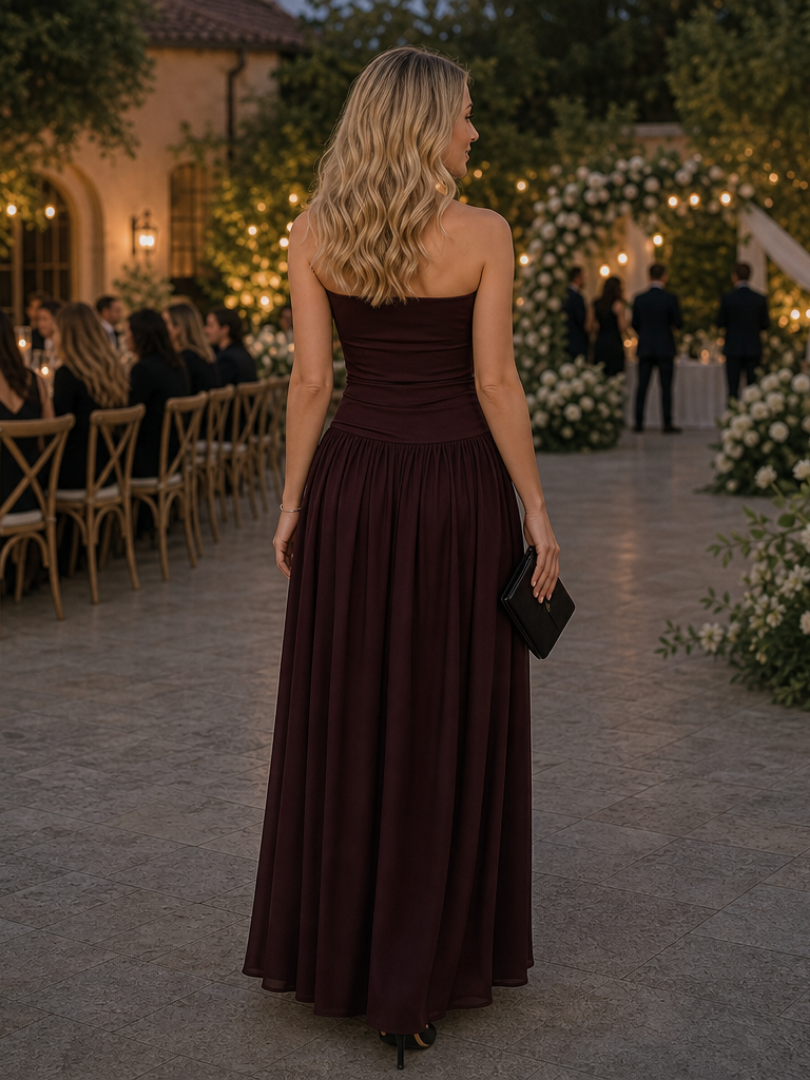 Zelene | Robe midi bustier froncée