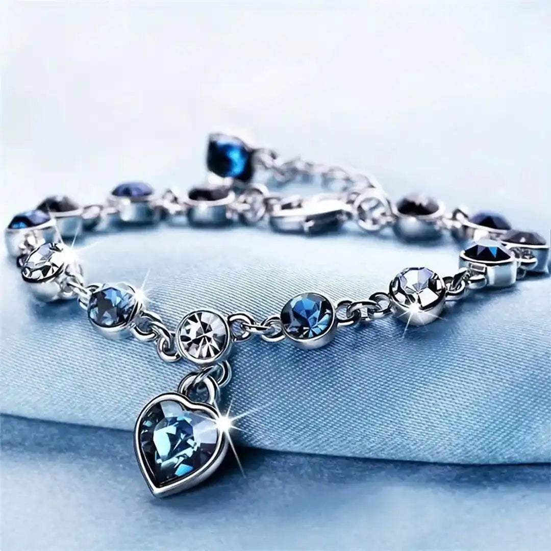 Ocean Heart | Crystal Charm Bracelet