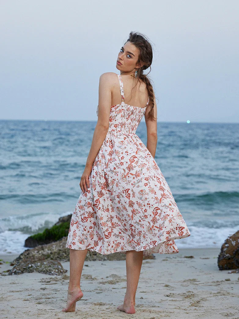 Amelia | Floral Square Neck Midi Dress