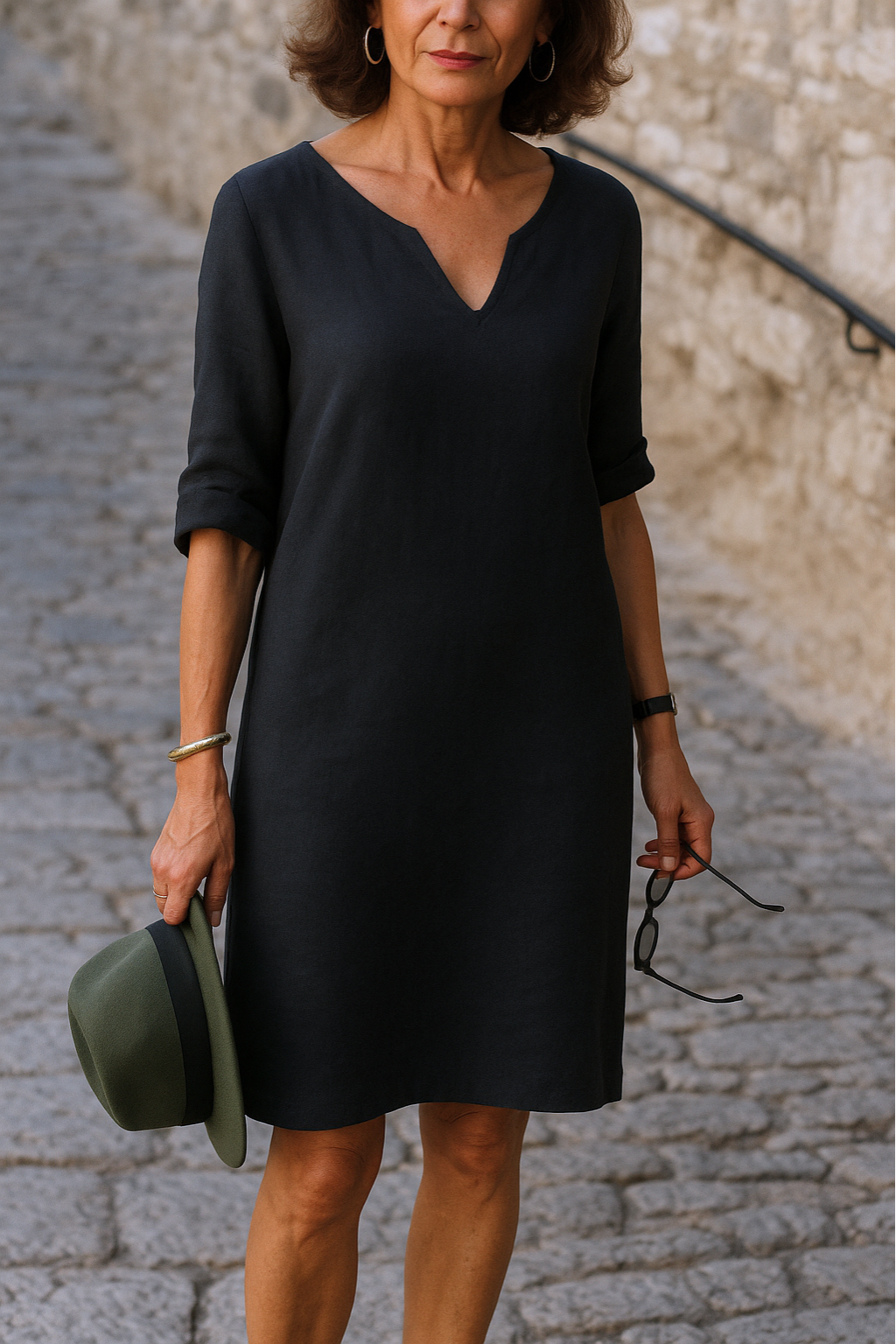 Adriana | Elegant V-Neck Flowing Dress