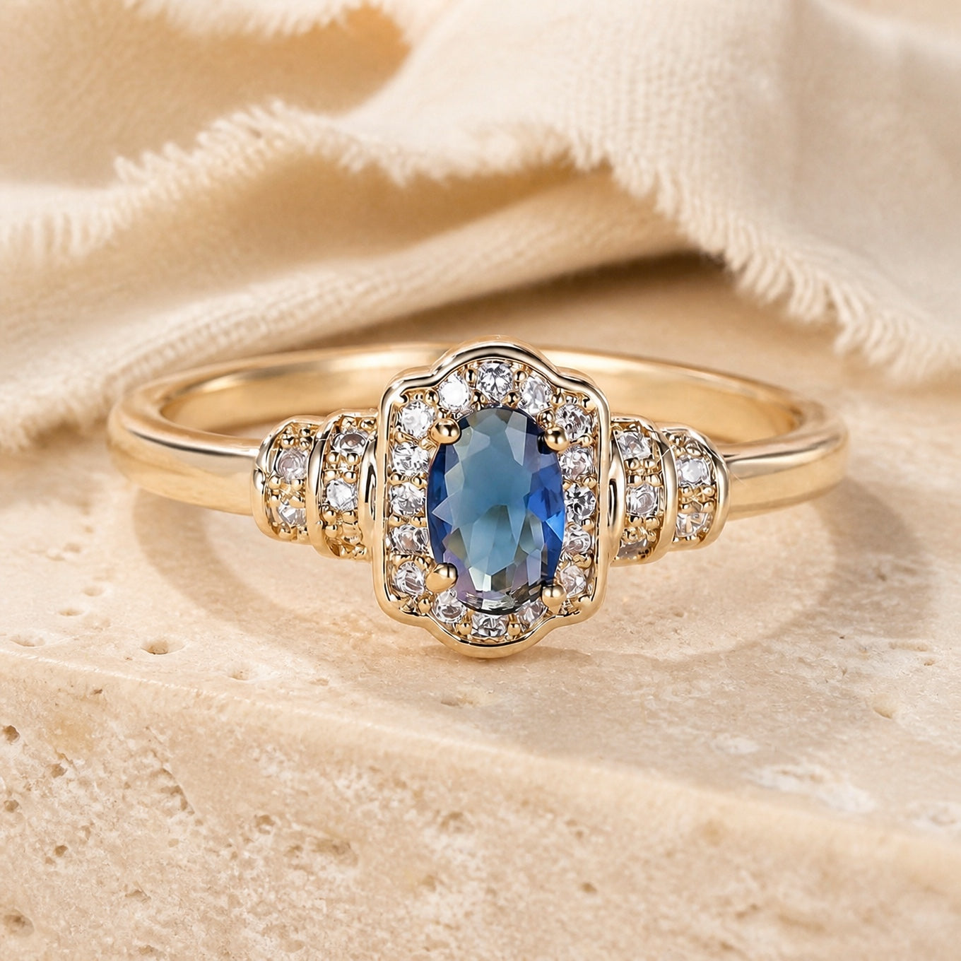 Heirloom Sapphire Halo Ring