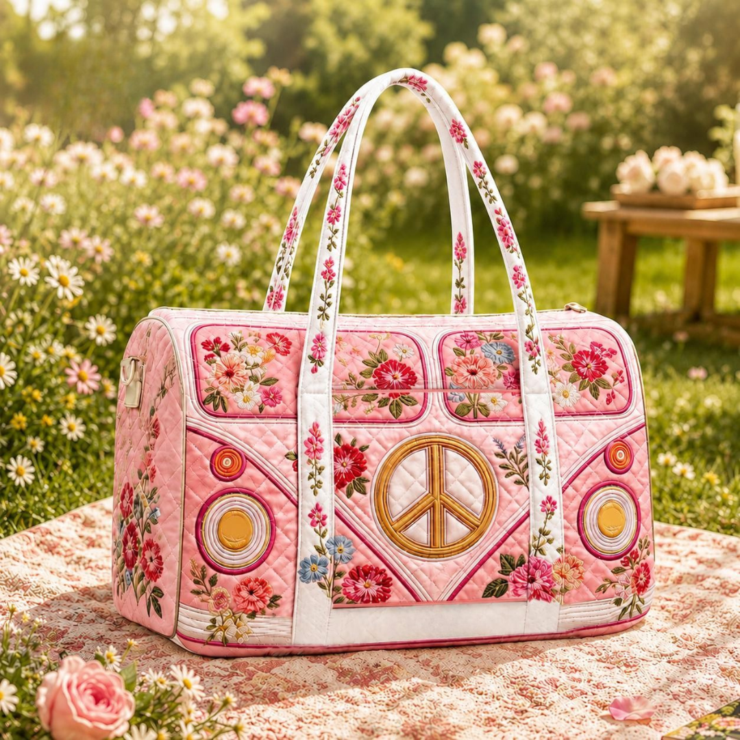 Floral Peace Quilted Travel Bag