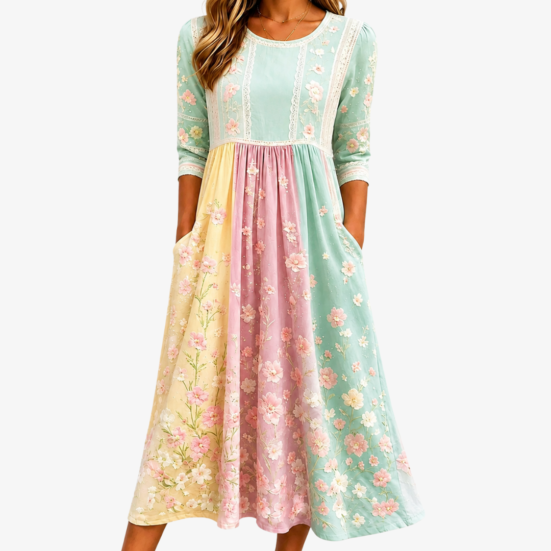 Spring Blossom Patchwork Dress