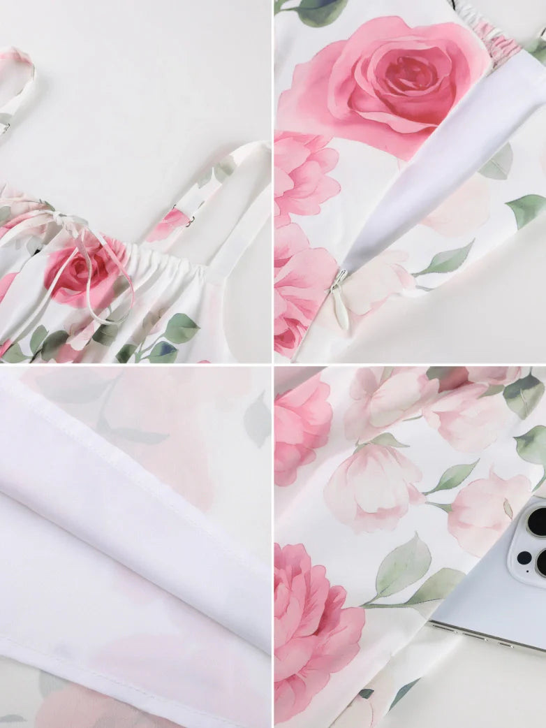 Amelia | Floral Square Neck Midi Dress