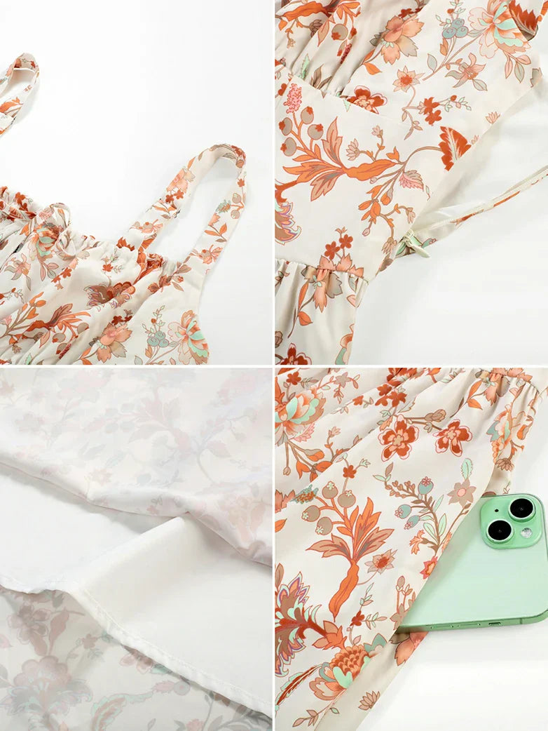 Amelia | Floral Square Neck Midi Dress