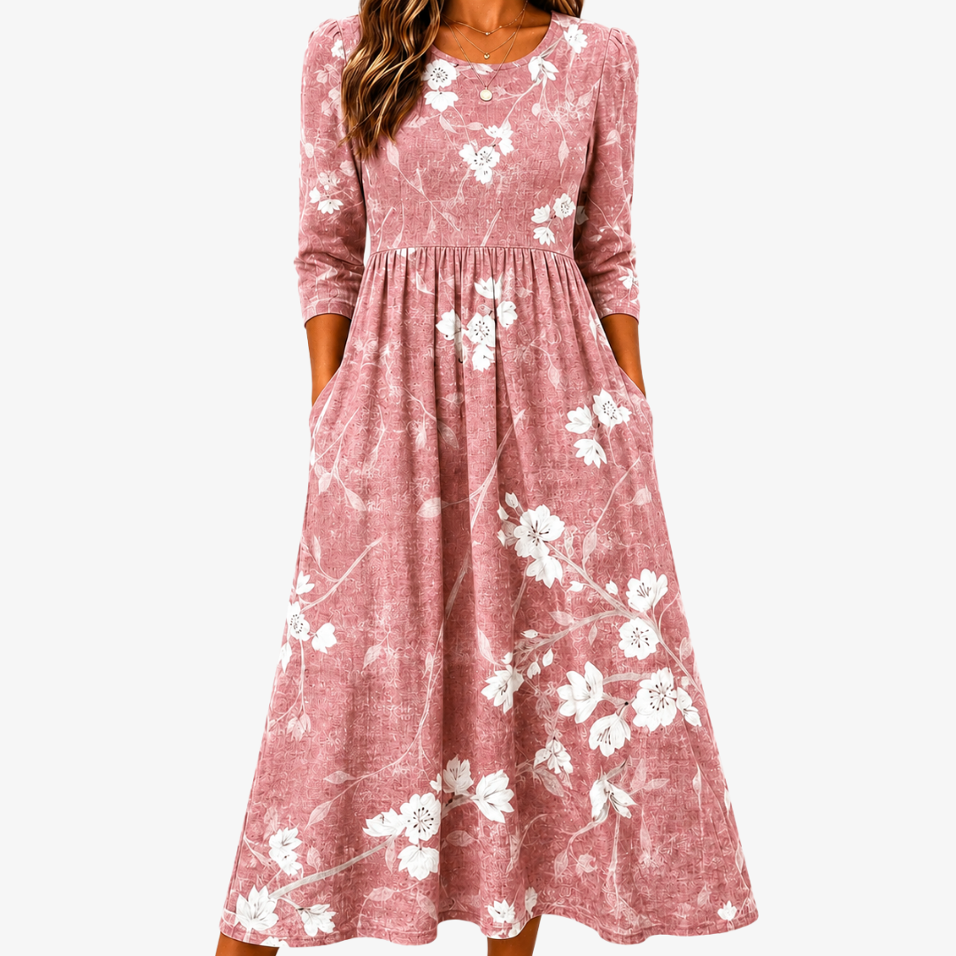 Blush Grace Pocket Midi Dress
