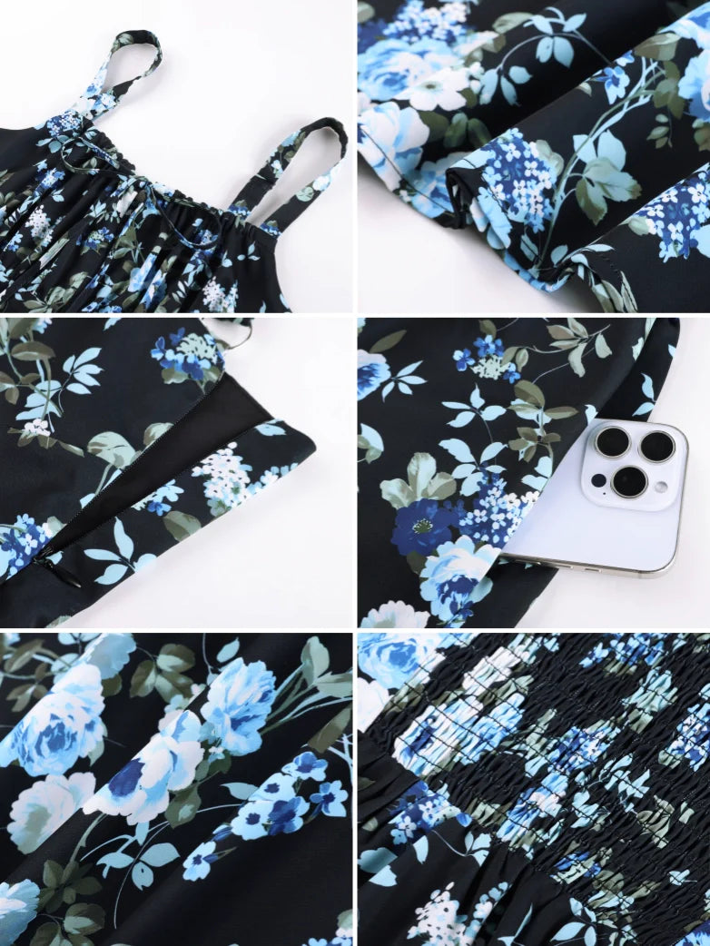 Amelia | Floral Square Neck Midi Dress