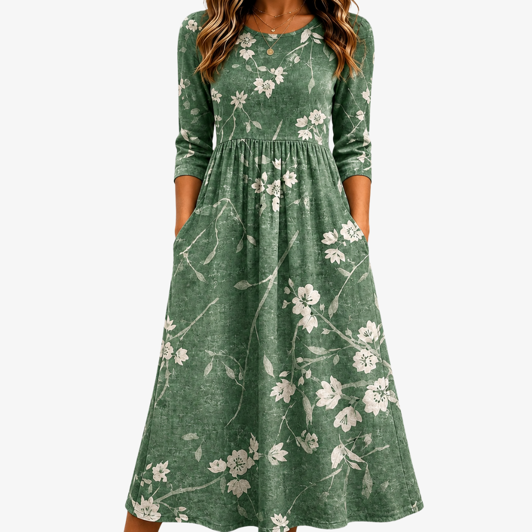 Evergreen Bloom Pocket Dress