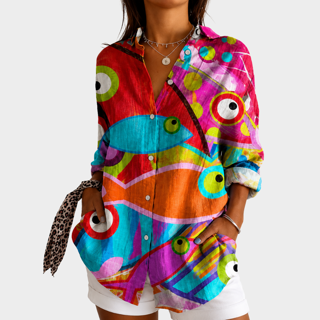 Evelyn | Vibrant Mosaic Art Blouse