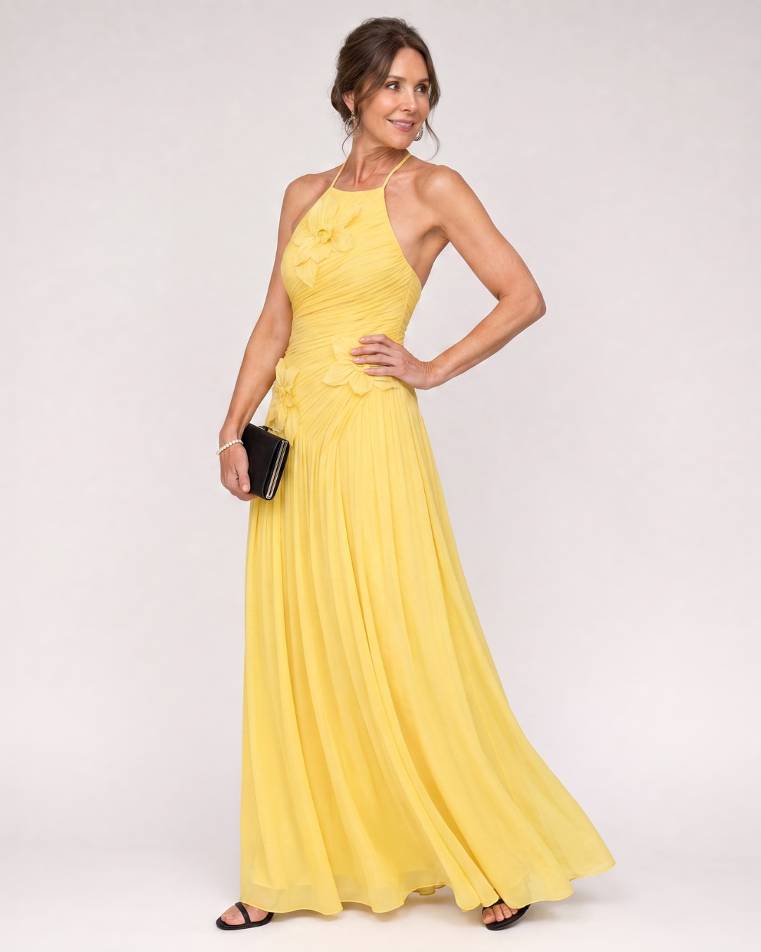 Selene | Pleated Halter Neck Maxi Dress