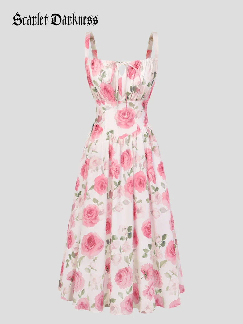 Amelia | Floral Square Neck Midi Dress