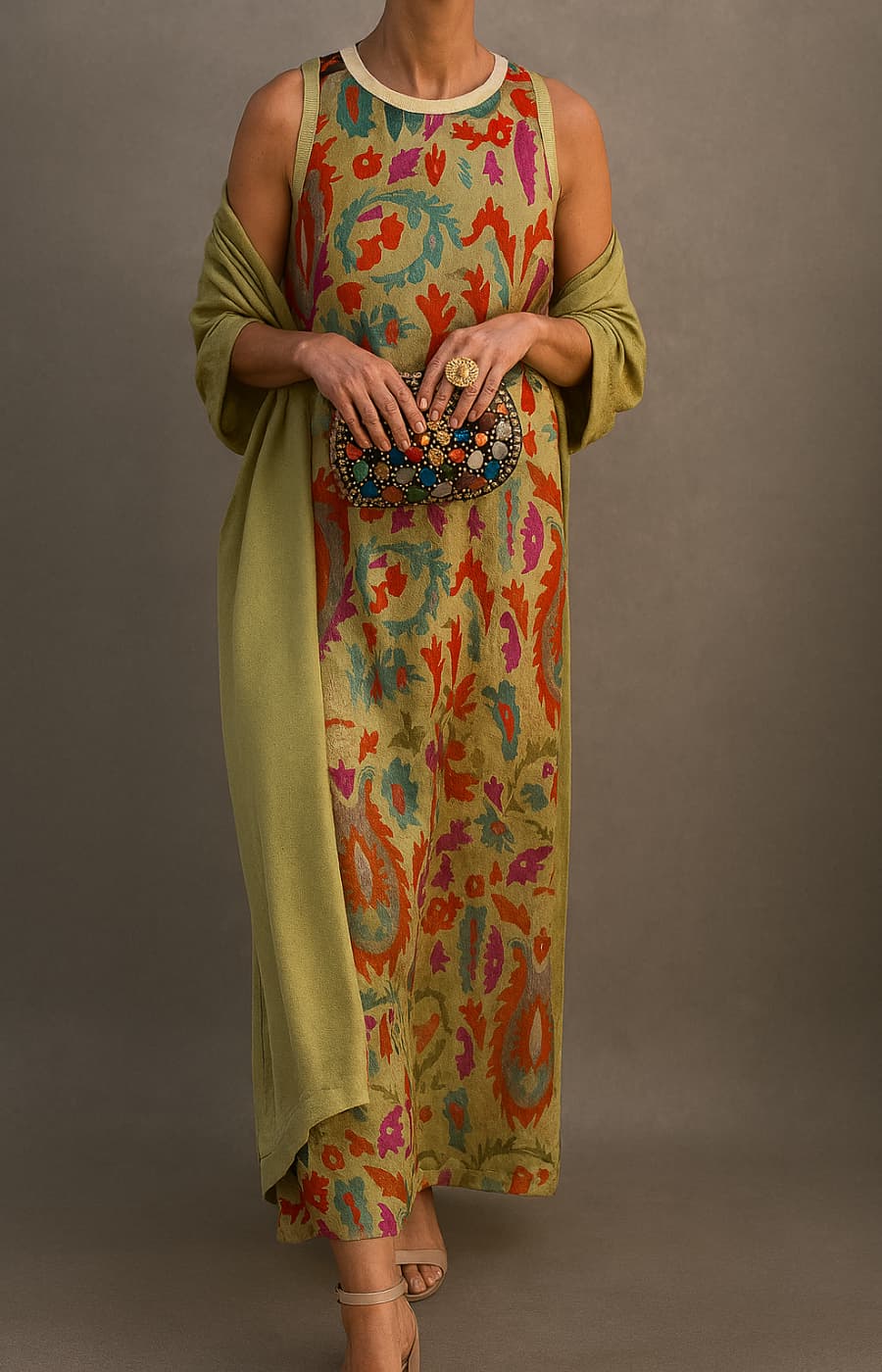 Eliana | Printed Maxi Dress & Matching Cardigan Set