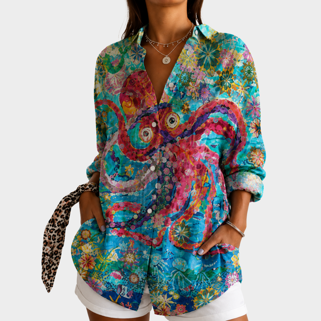 Celine | Ocean Bloom Art Blouse