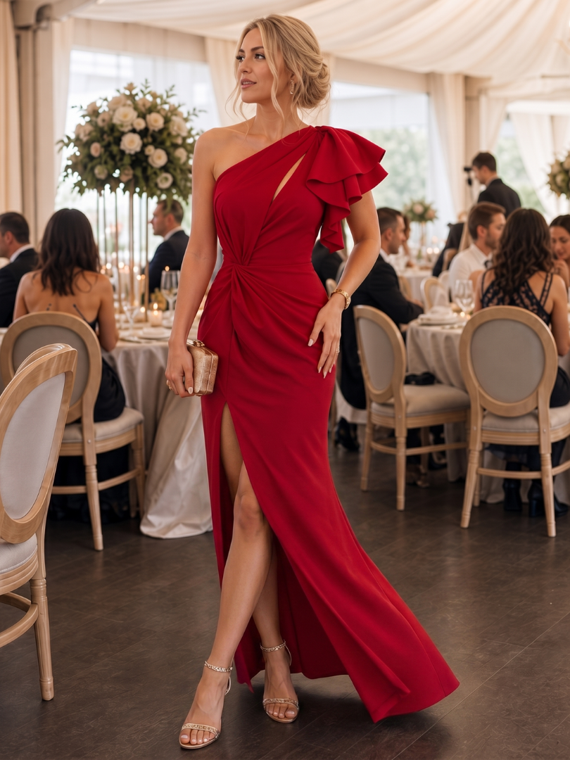 Aurette | Robe Midi Drapee à Une Épaule