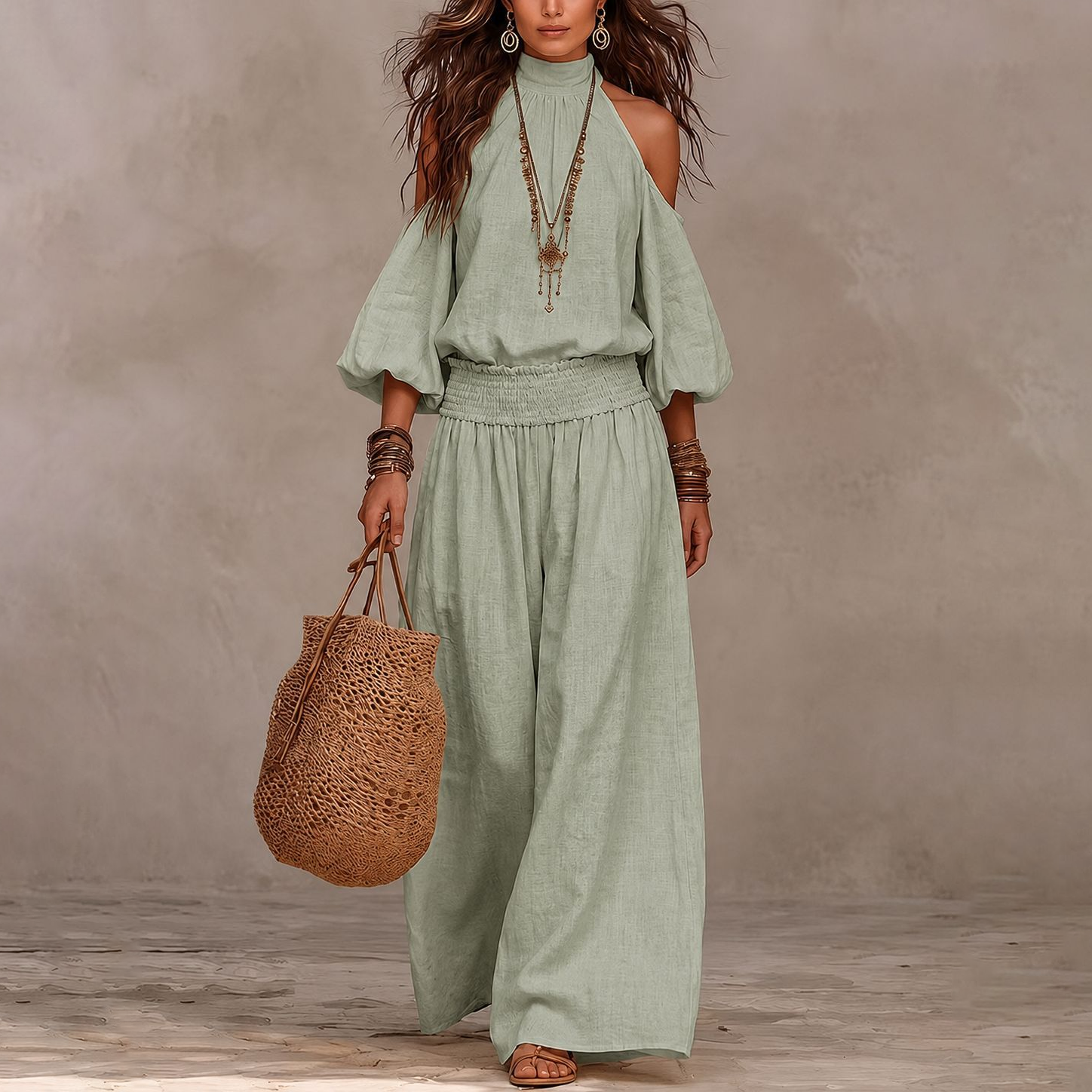 Boho Wide Leg Pants Set