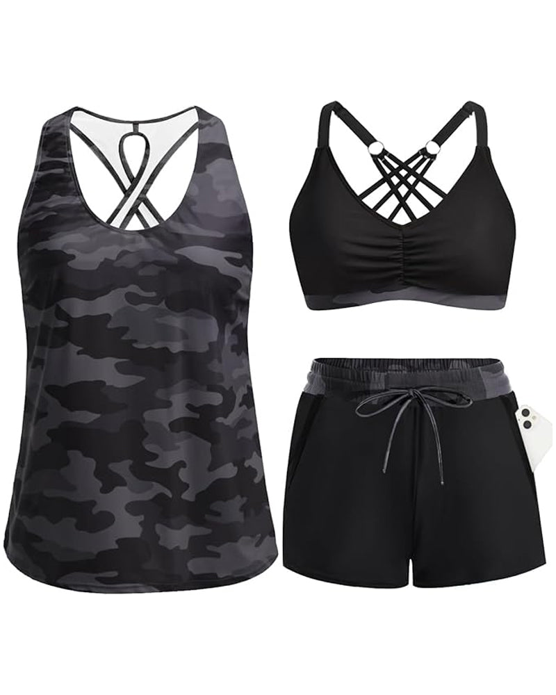 Maren | Three-Piece Tankini Bikini and Cover-Up Set