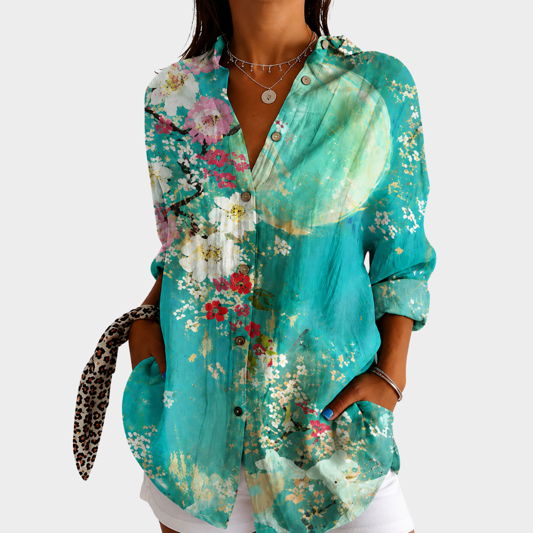 Noelle | Coastal Bloom Moonlight Blouse