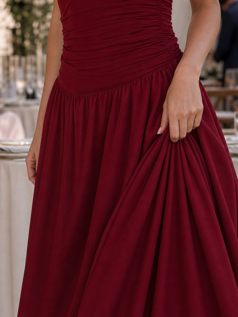 Zelene | Robe midi bustier froncée