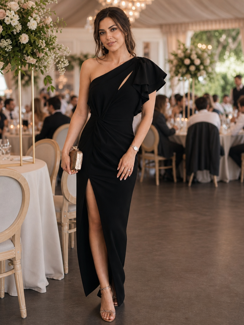 Aurette | Robe Midi Drapee à Une Épaule