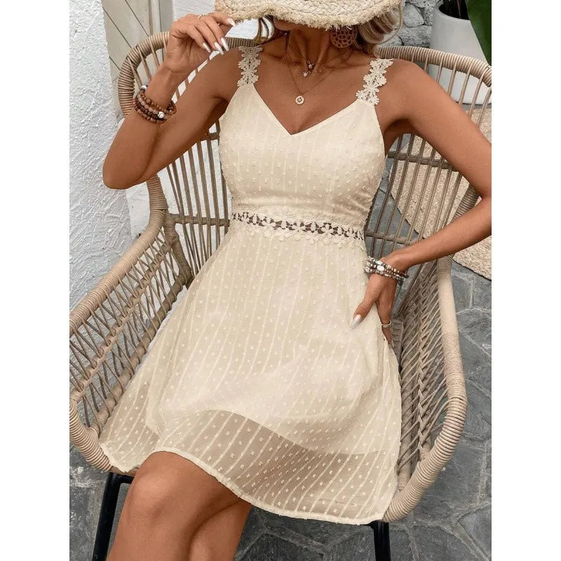 Marais | Swiss Dot Lace Trim Dress