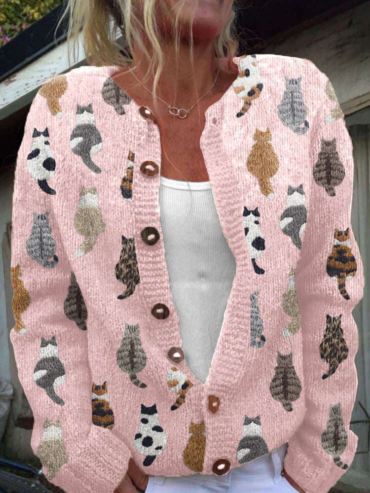 Moxley | The Feline Motif Knit Cardigan