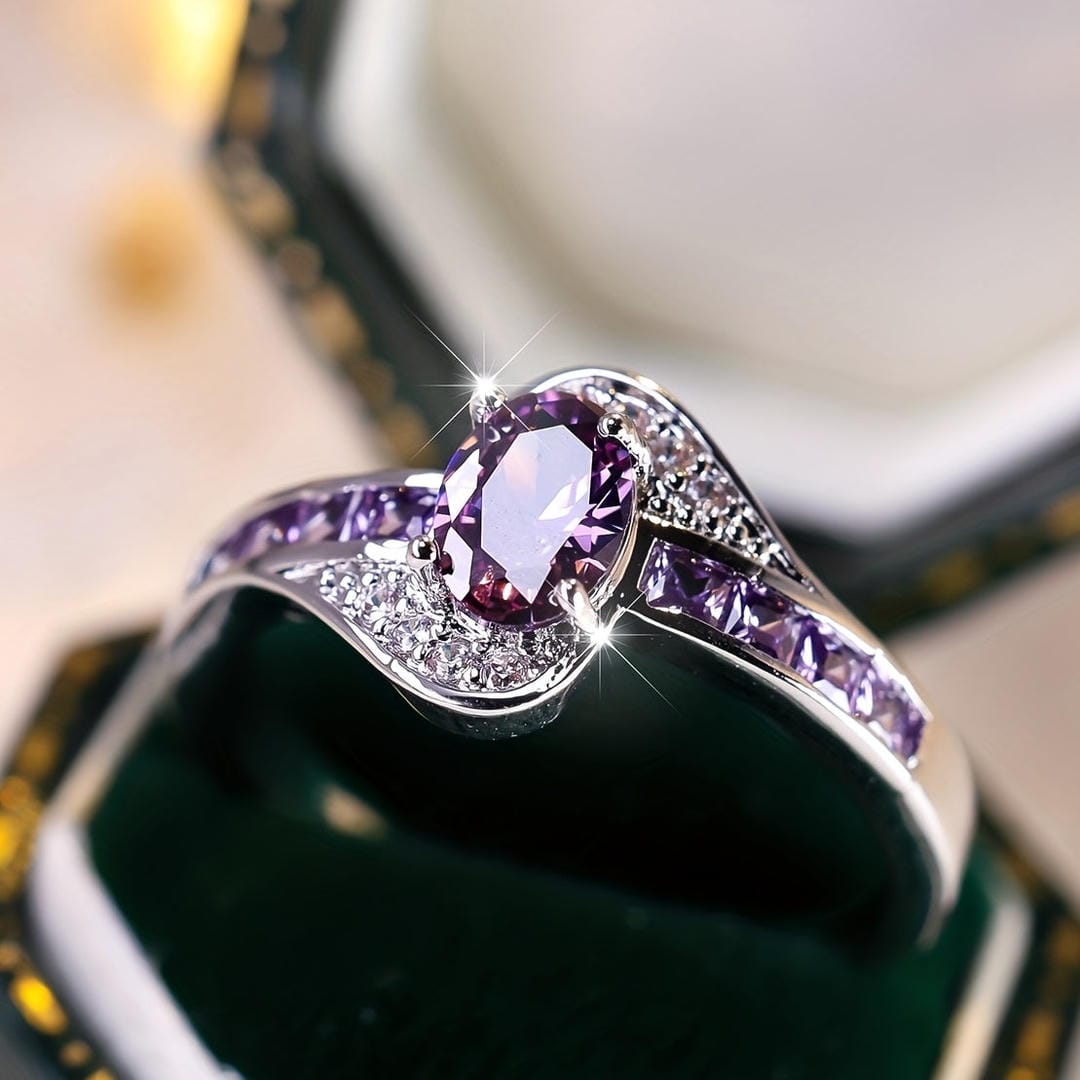 Violet Whisper Crystal Twist Ring