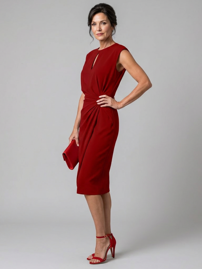 Jamil | Robe midi drapée à décolleté goutte d'eau