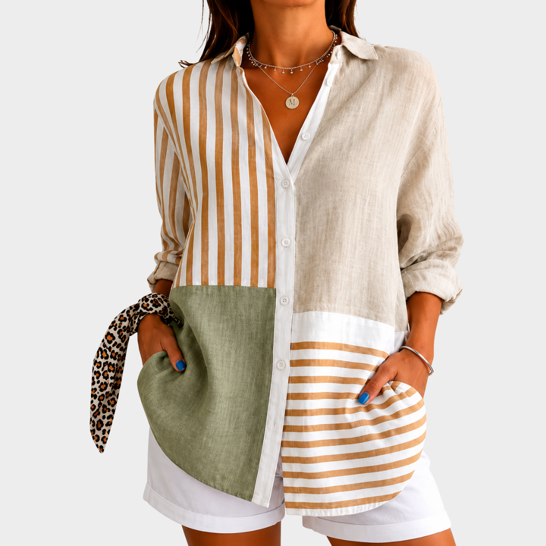 Ada | Coastal Harmony Patchwork Blouse