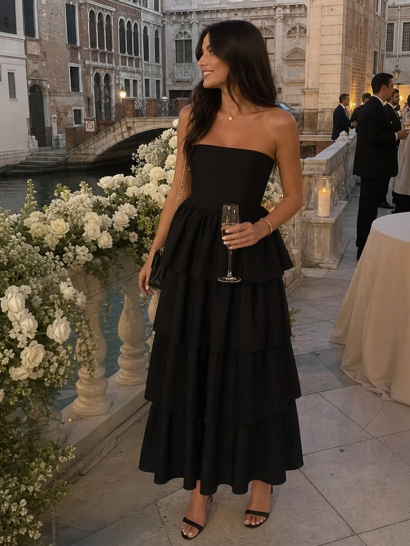 Gemma | Robe midi bustier smockée
