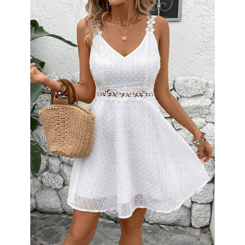 Marais | Swiss Dot Lace Trim Dress