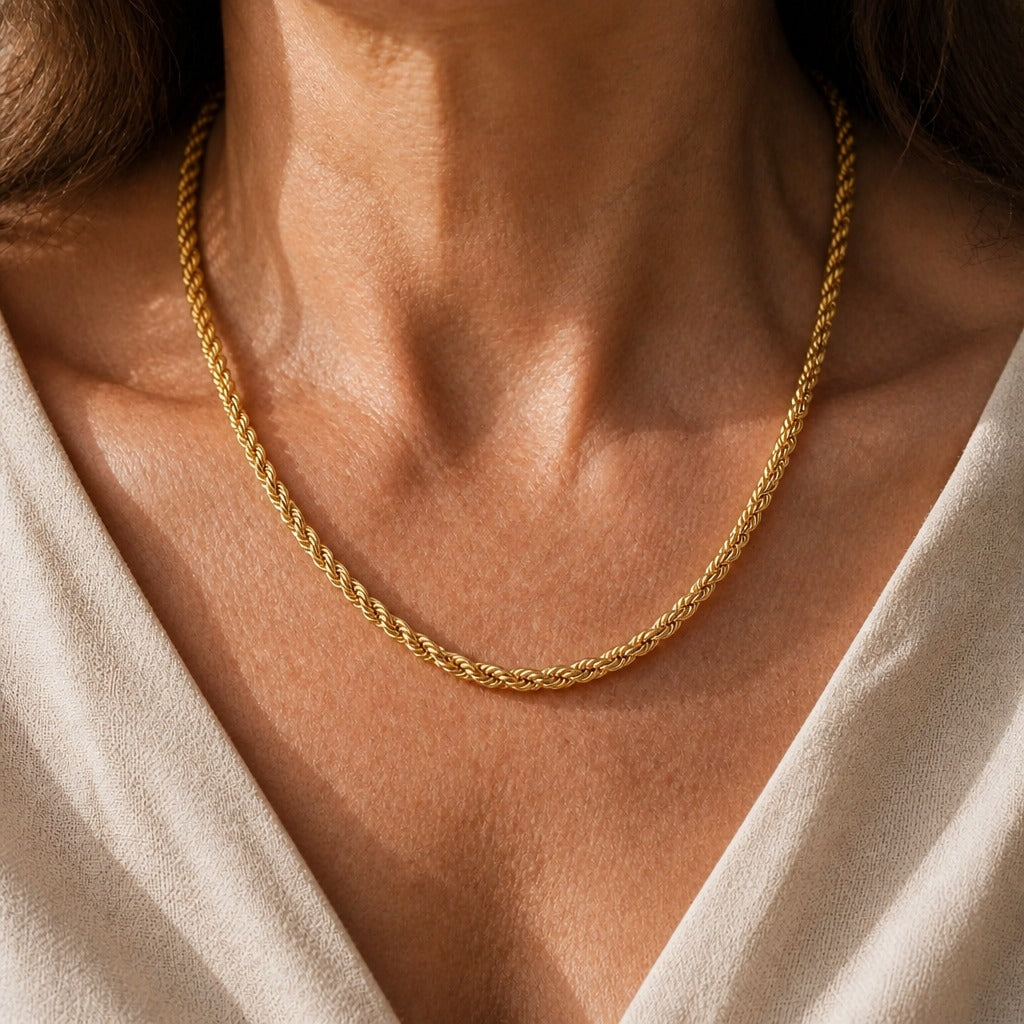 Twisted Gold Rope Necklace