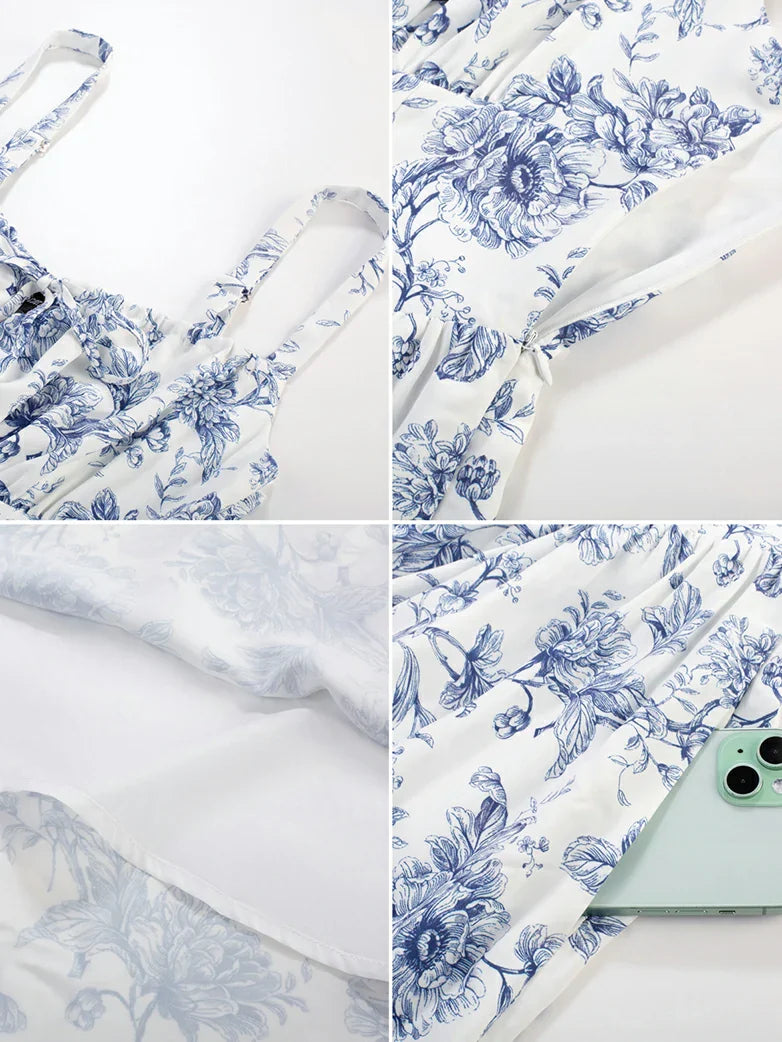 Amelia | Floral Square Neck Midi Dress