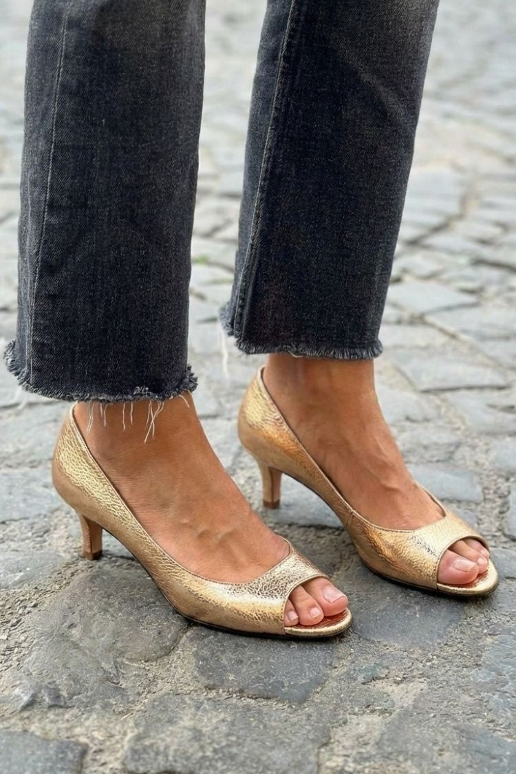 Coleen | Metallic Kitten Heels