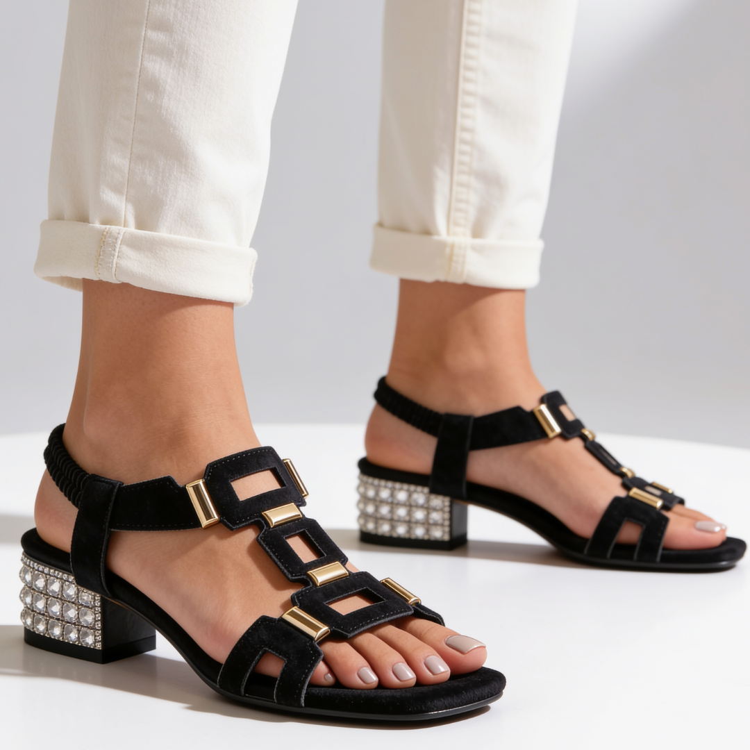 Florence Crystal Heel Sandals