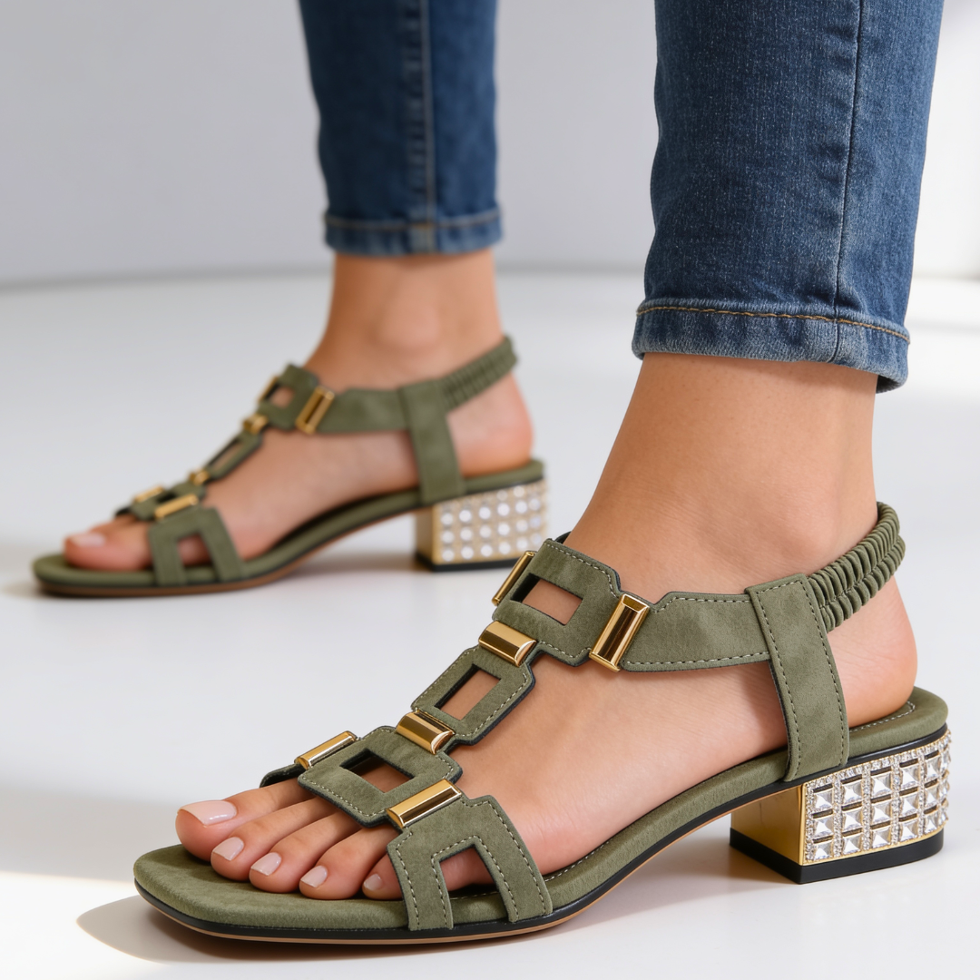 Florence Crystal Heel Sandals