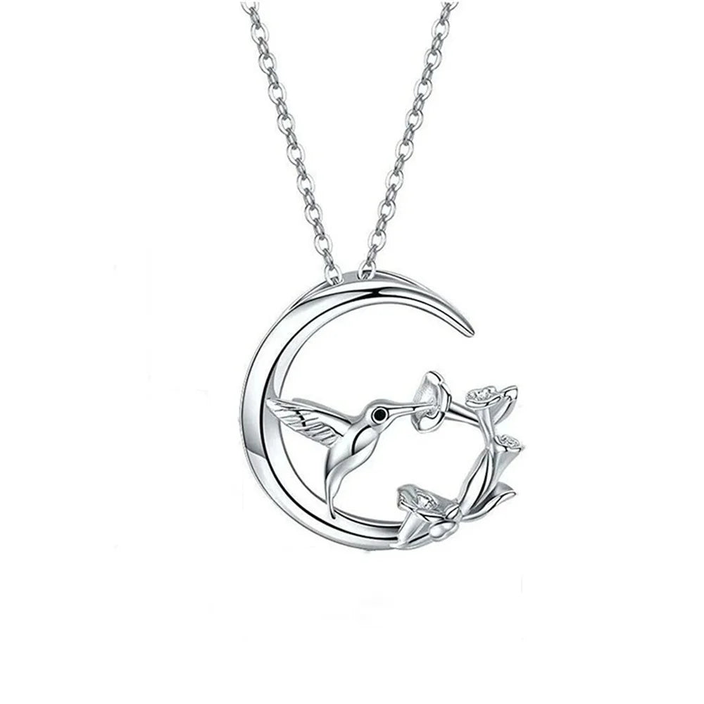 Moon Bird Vintage Pendant Necklace