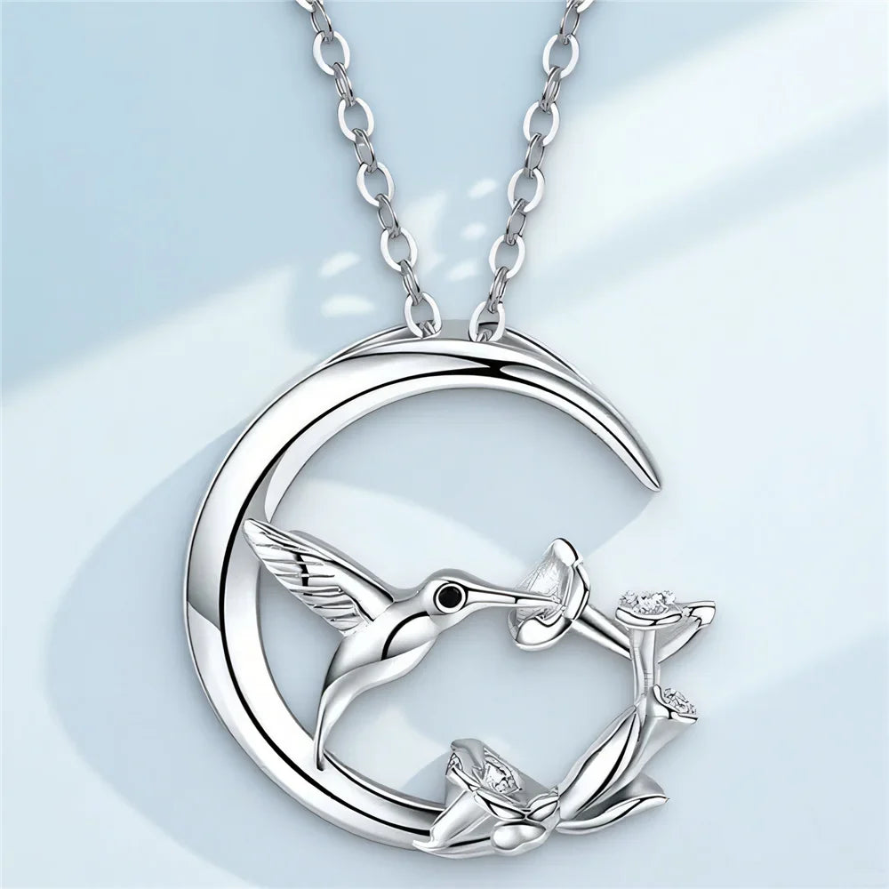 Moon Bird Vintage Pendant Necklace