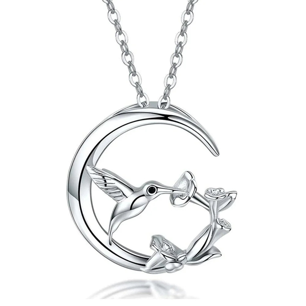 Moon Bird Vintage Pendant Necklace