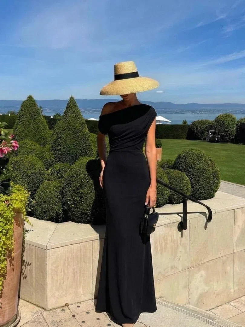 Calista | Robe longue drapée asymétrique