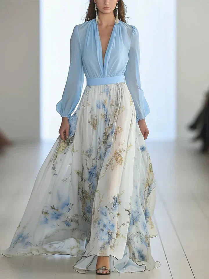 Elanthea | Robe longue florale à corsage transparent