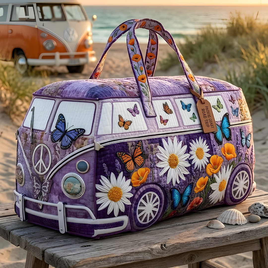 Hippie Camping Bus Quilted Handbag