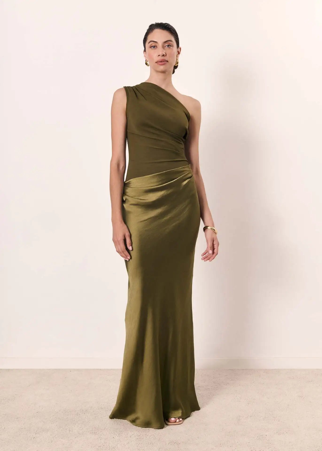 Alma | Satin Gilt Maxi Dress