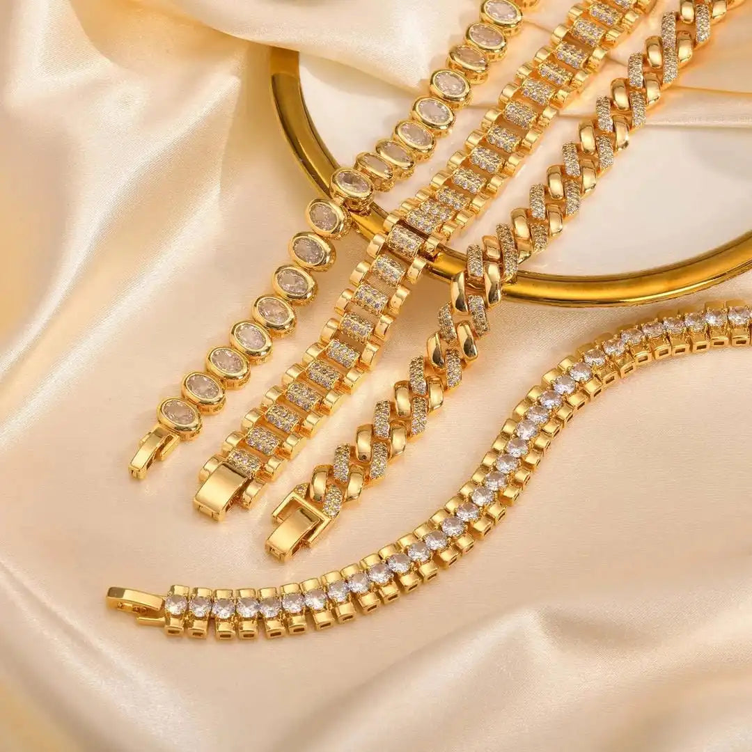 Gold Cubic Zirconia Bracelet Set
