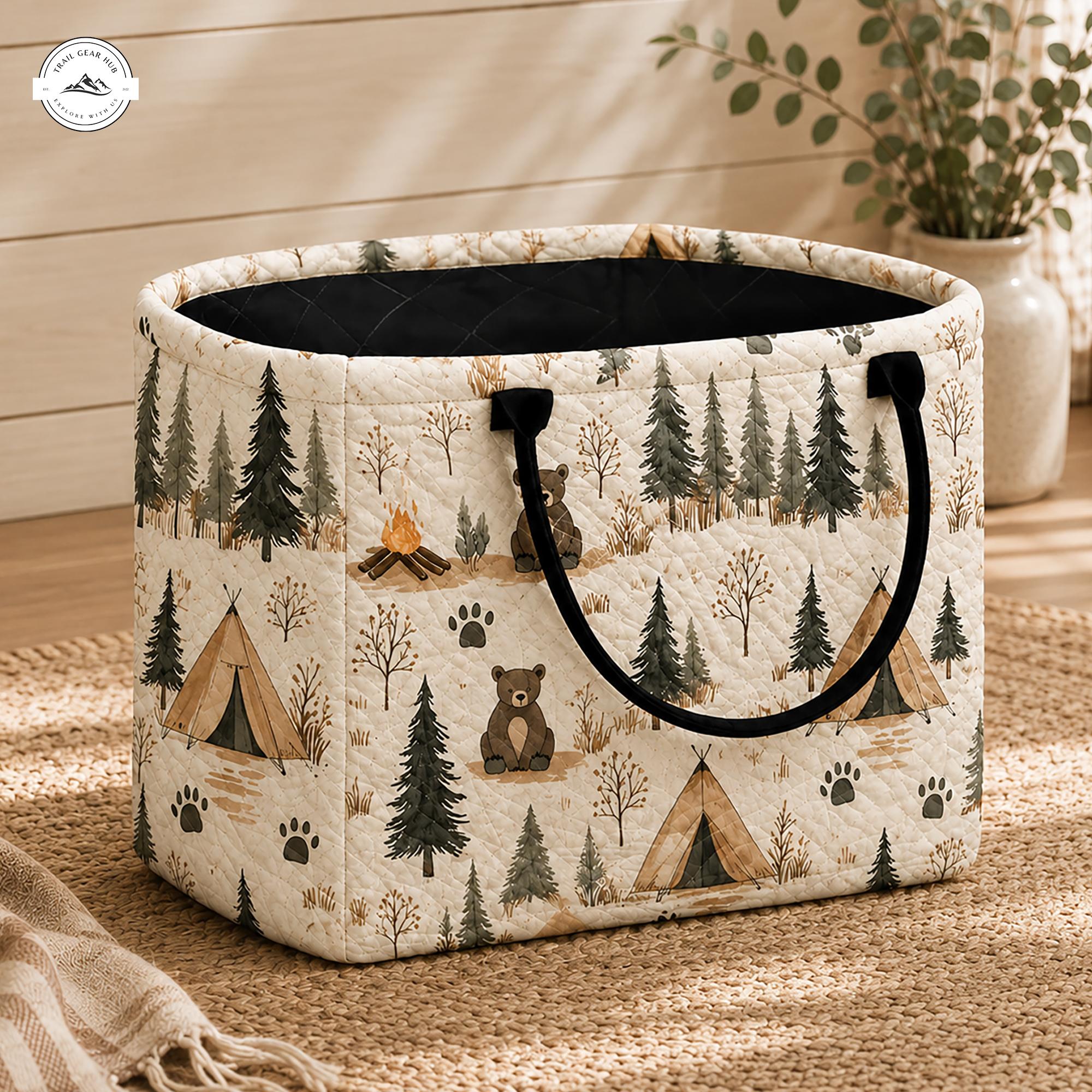Cute Bear & Teepee Quilted Storage Basket