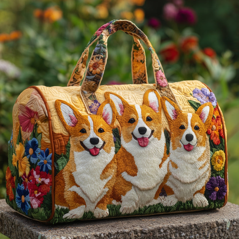 Adorable Corgi Quilted Duffle Bag