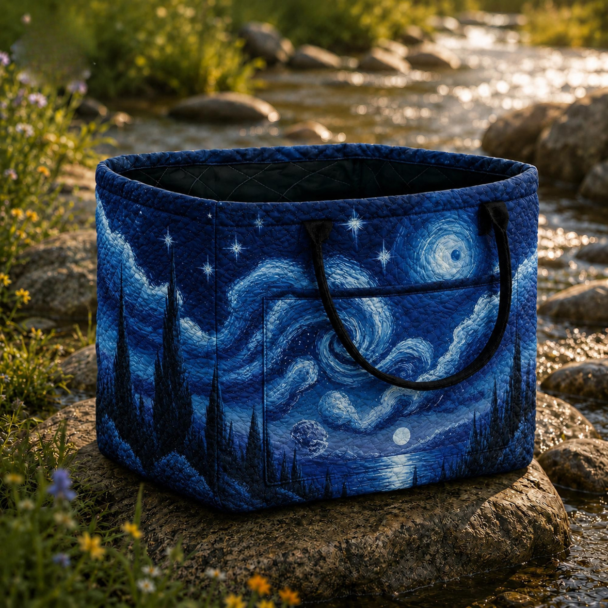 Van Gogh Starry Night Quilted Storage Basket