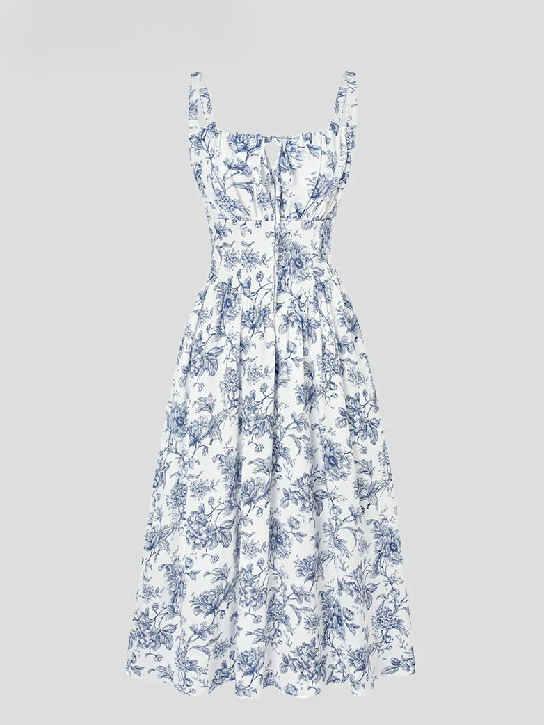 Amelia | Floral Square Neck Midi Dress