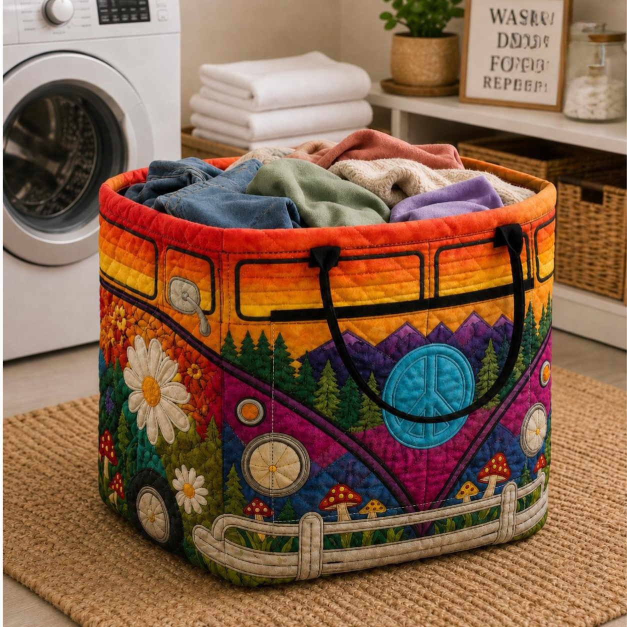 Boho Vibrant Quilted Storage Basket
